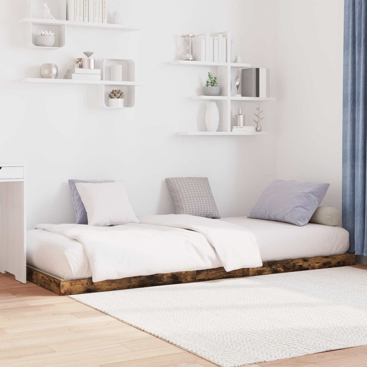 vidaXL Stelaż łóżkowy Dąb wędzony 80 x 200 cm Drewno inżynieryjne