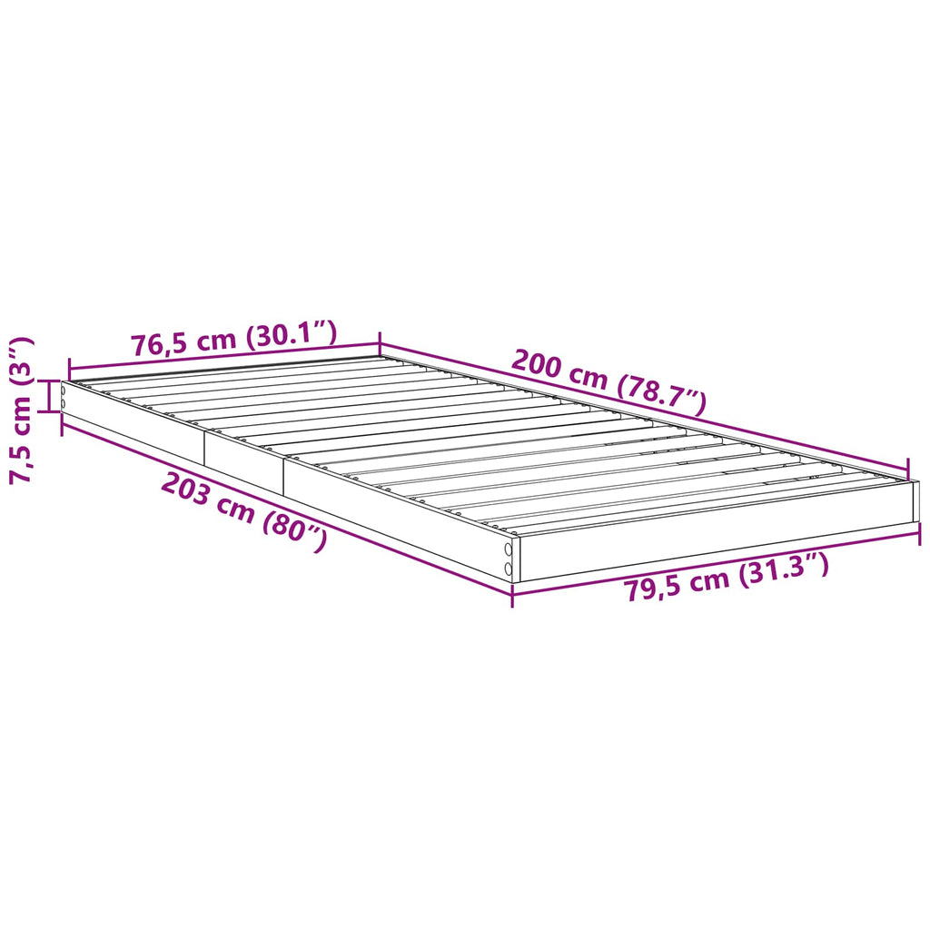 vidaXL Stelaż łóżkowy Dąb wędzony 80 x 200 cm Drewno inżynieryjne