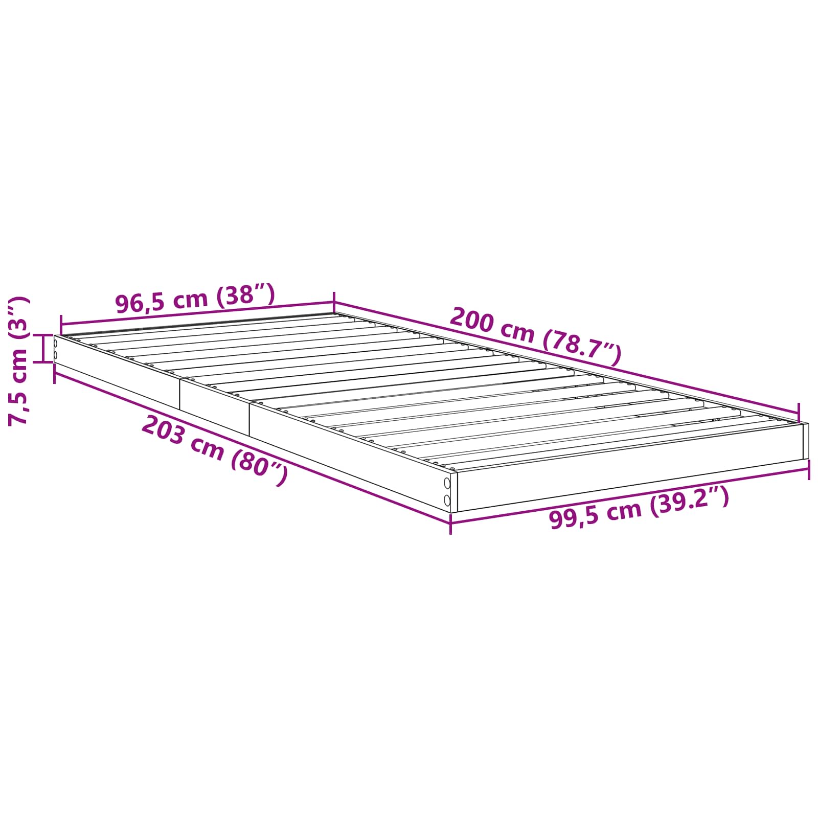vidaXL Stelaż łóżkowy Czarny Dąb 100 x 200 cm Materiał drewnopochodny