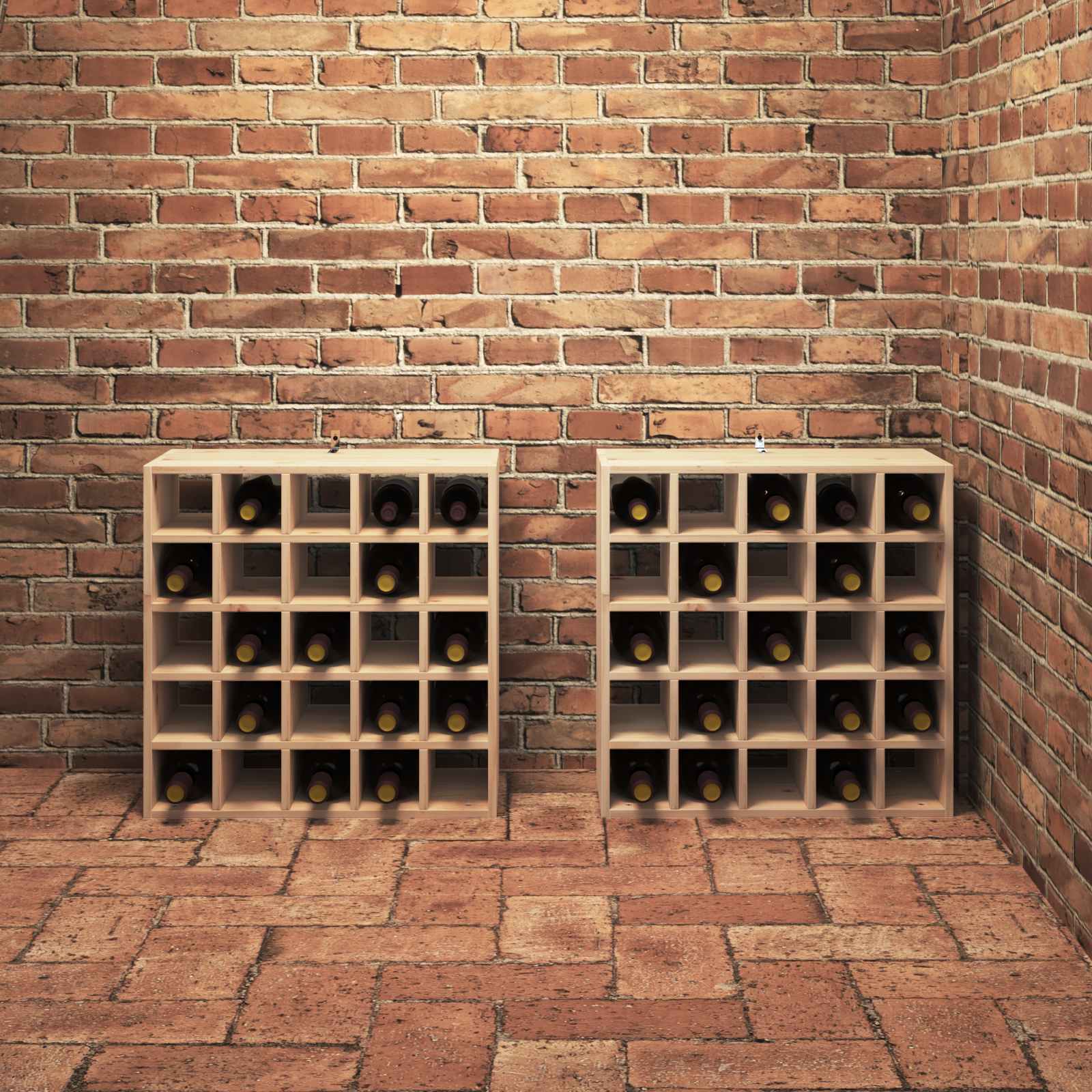 vidaXL Regał na wino 2 pcs Naturalny 56 x 25 x 56 cm