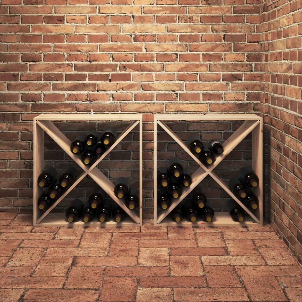 vidaXL Regał na wino 2 pcs Naturalny 62 x 25 x 62 cm