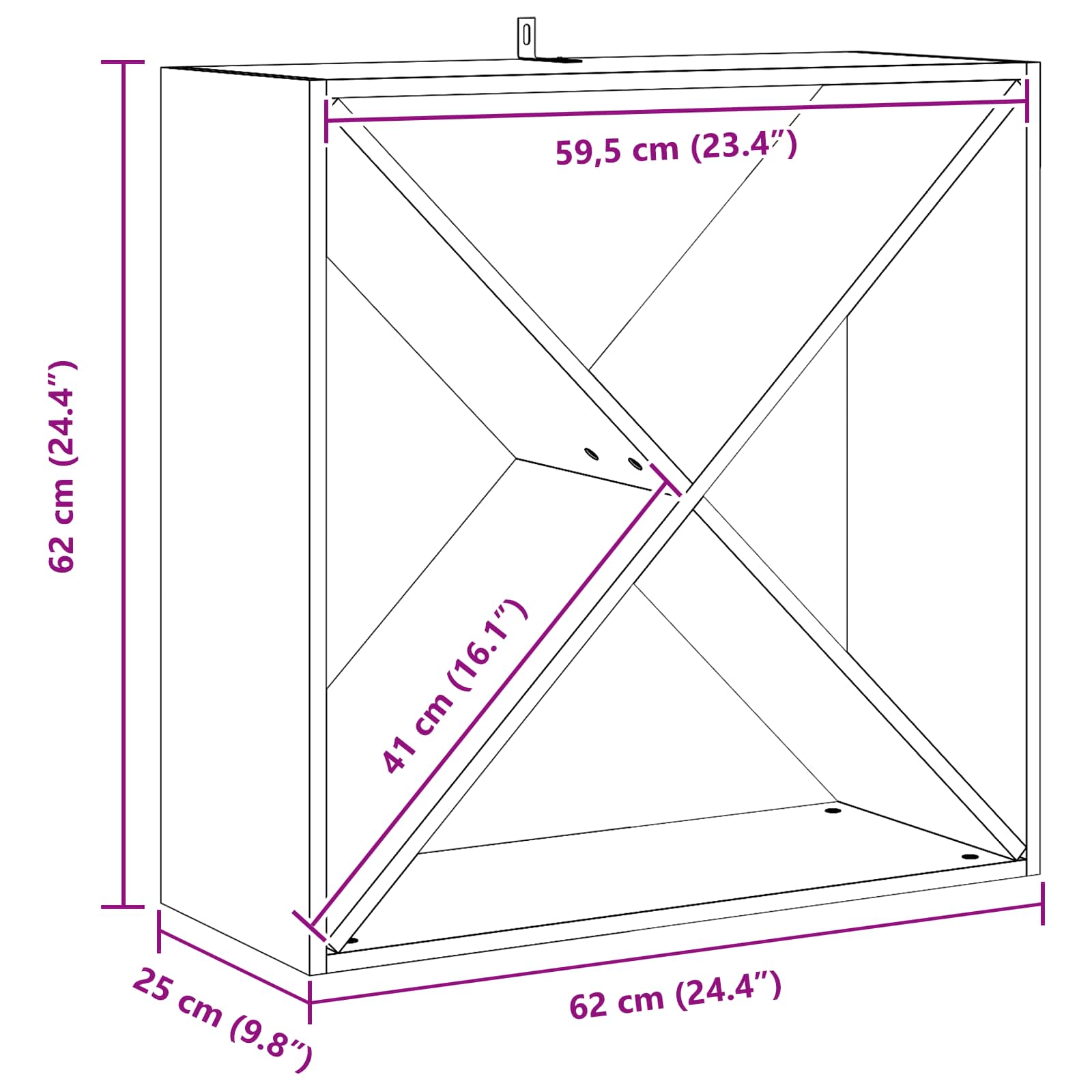 vidaXL Regał na wino 2 pcs Naturalny 62 x 25 x 62 cm