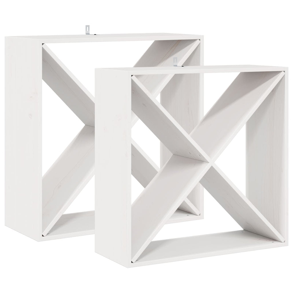 vidaXL Regał na wino 2 pcs Biały 62 x 25 x 62 cm Lite drewno sosnowe