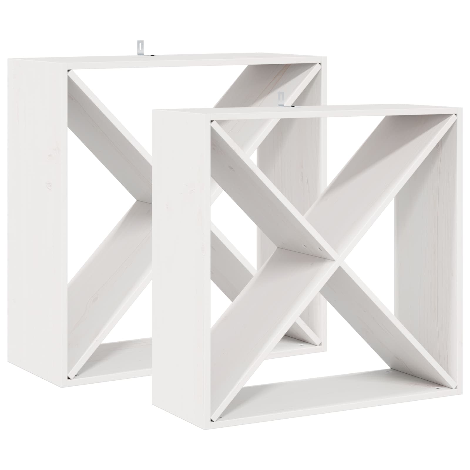 vidaXL Regał na wino 2 pcs Biały 62 x 25 x 62 cm Lite drewno sosnowe