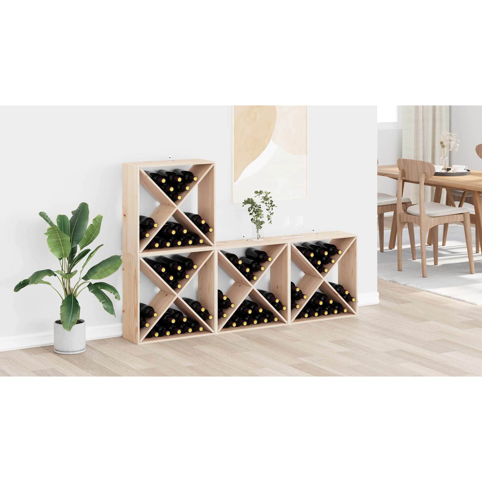 vidaXL Regał na wino 4 szt. Naturalny 62 x 25 x 62 cm