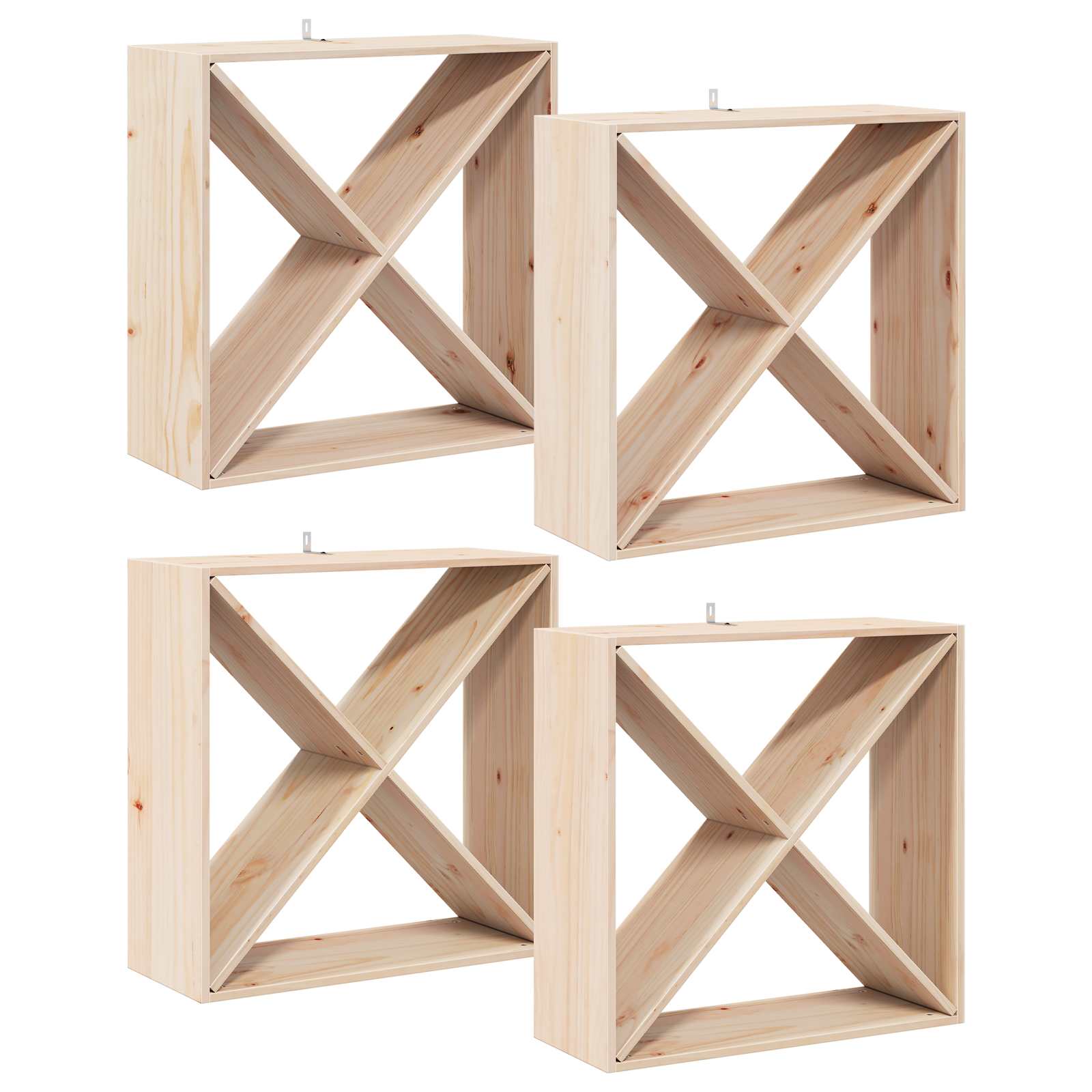 vidaXL Regał na wino 4 pcs Naturalny 62 x 25 x 62 cm