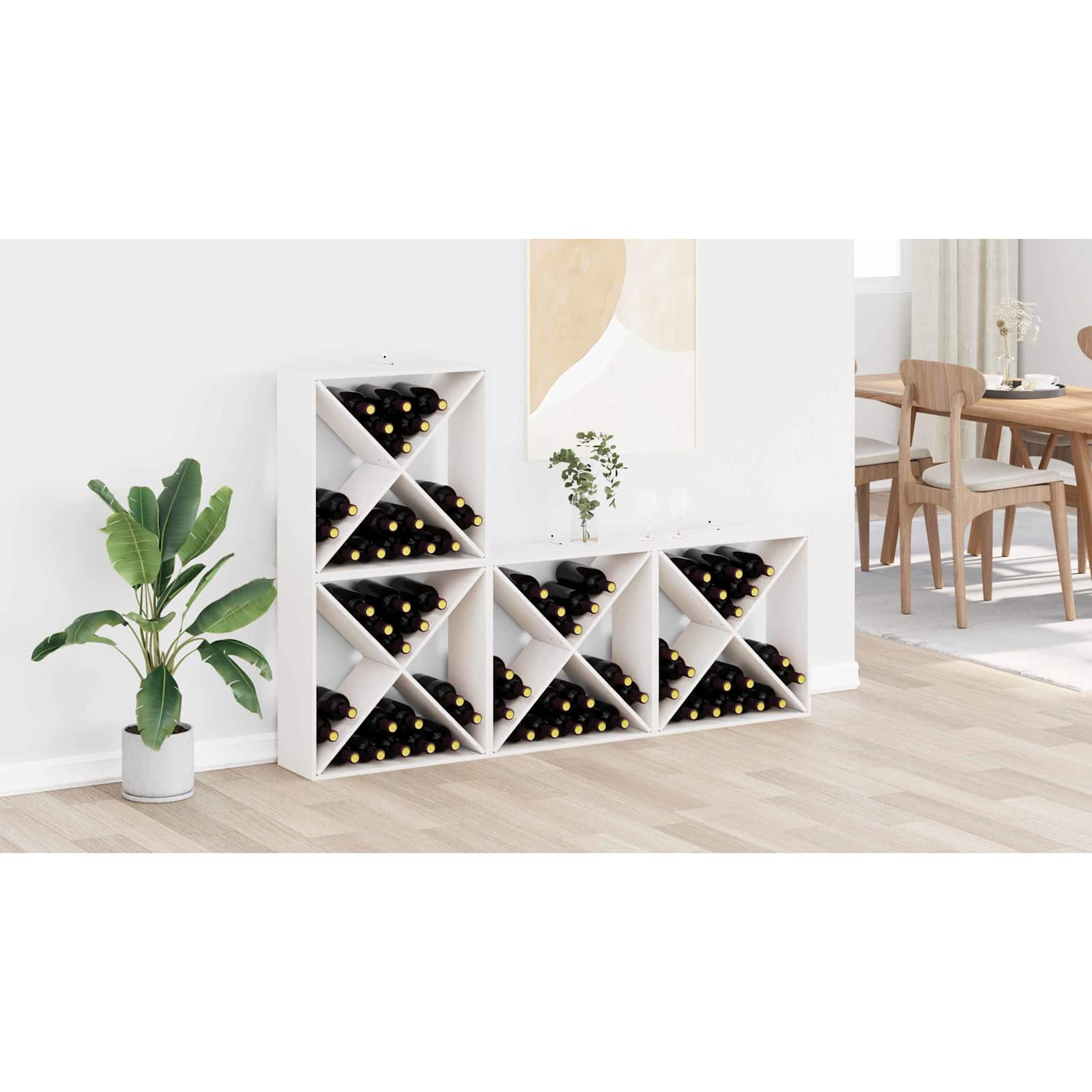 vidaXL Regał na wino 4 szt. Biały 62 x 25 x 62 cm Lite drewno sosnowe