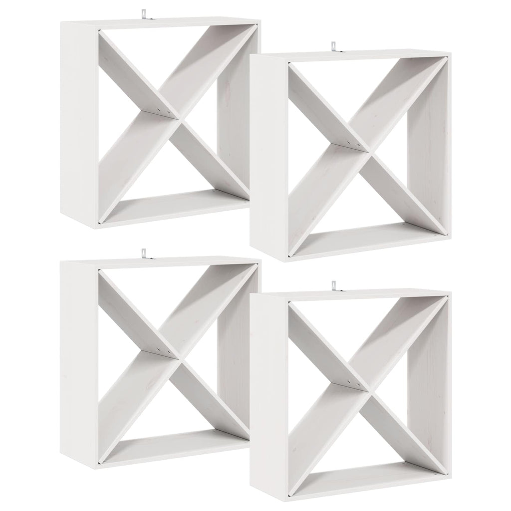 vidaXL Regał na wino 4 szt. Biały 62 x 25 x 62 cm Lite drewno sosnowe