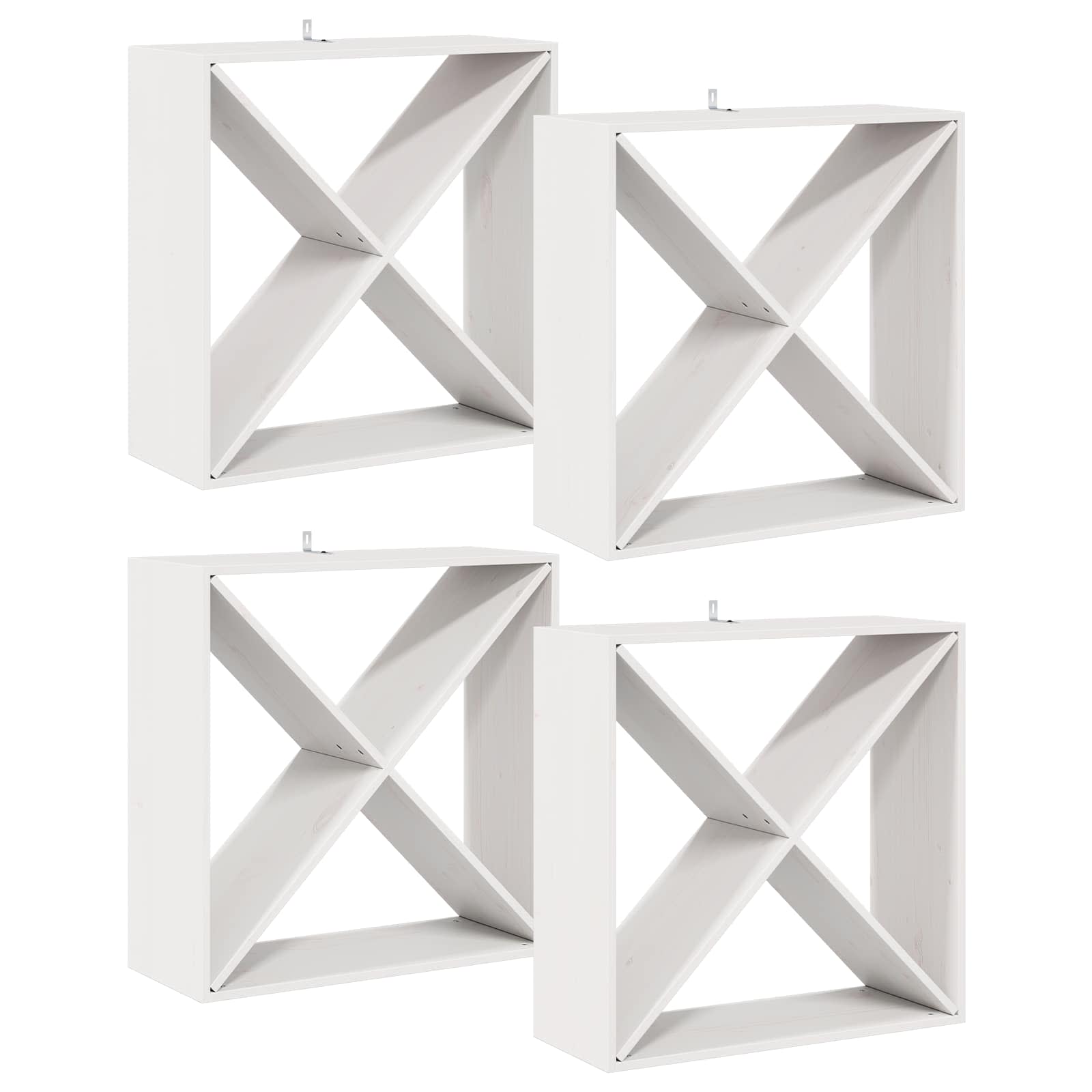 vidaXL Regał na wino 4 szt. Biały 62 x 25 x 62 cm Lite drewno sosnowe