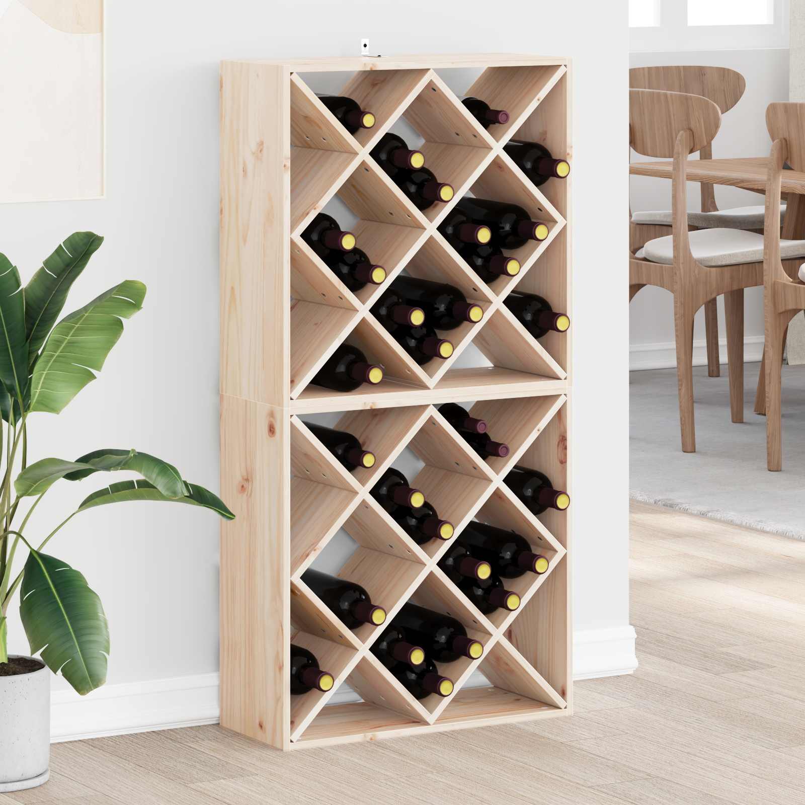 vidaXL Regał na wino 2 pcs Naturalny 62 x 25 x 62 cm