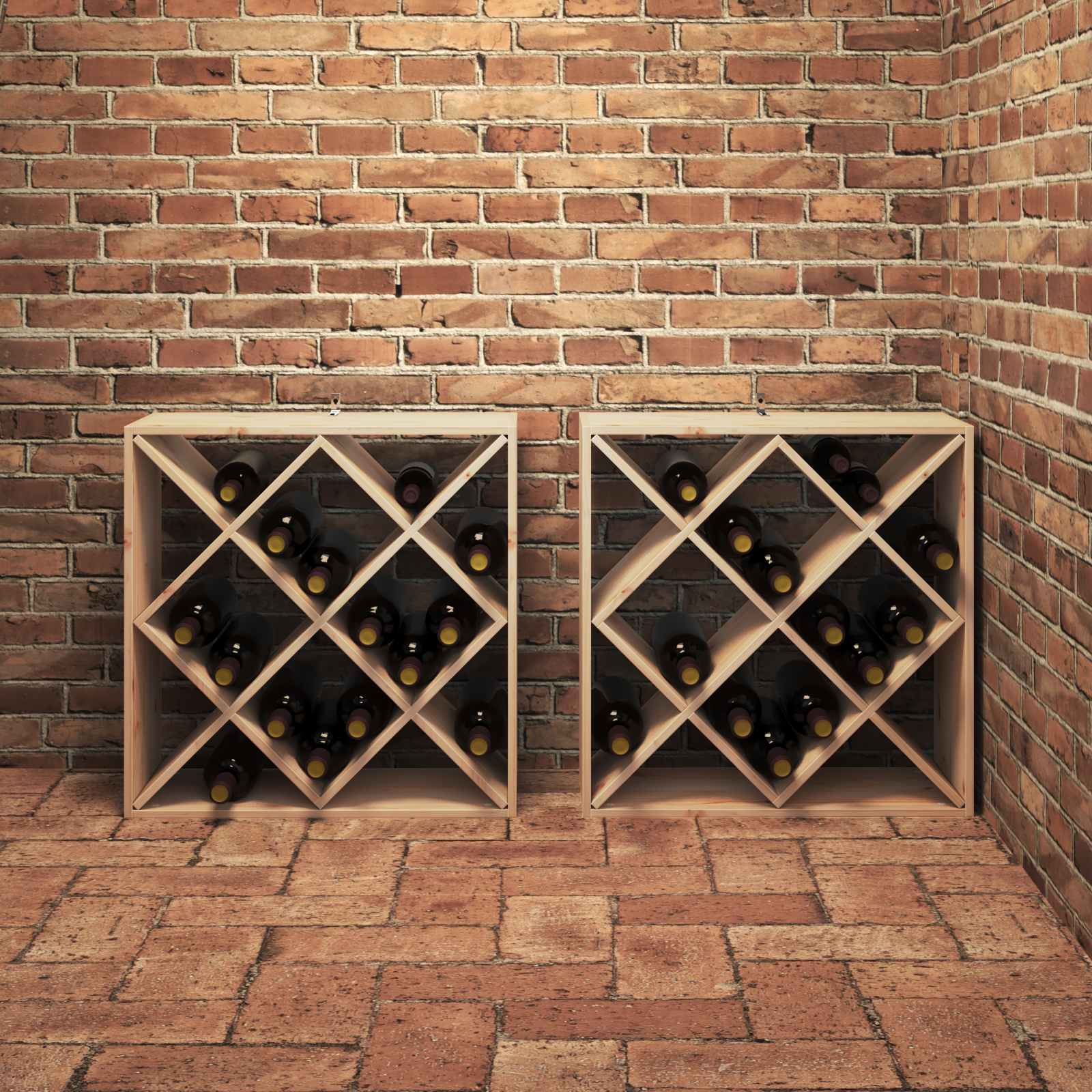 vidaXL Regał na wino 2 pcs Naturalny 62 x 25 x 62 cm
