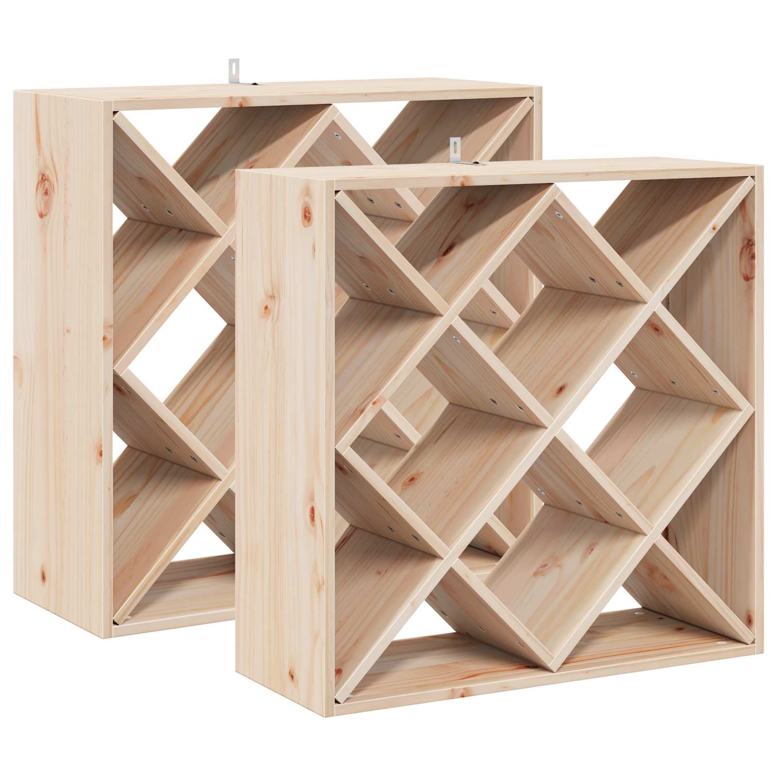 vidaXL Regał na wino 2 pcs Naturalny 62 x 25 x 62 cm