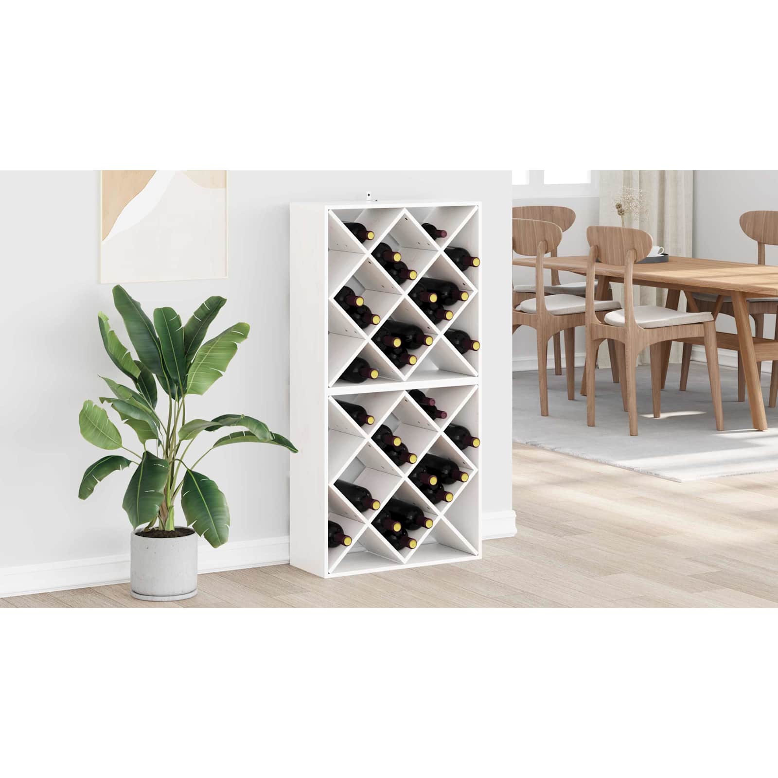 vidaXL Regał na wino 2 szt. Biały 62 x 25 x 62 cm Lite drewno sosnowe