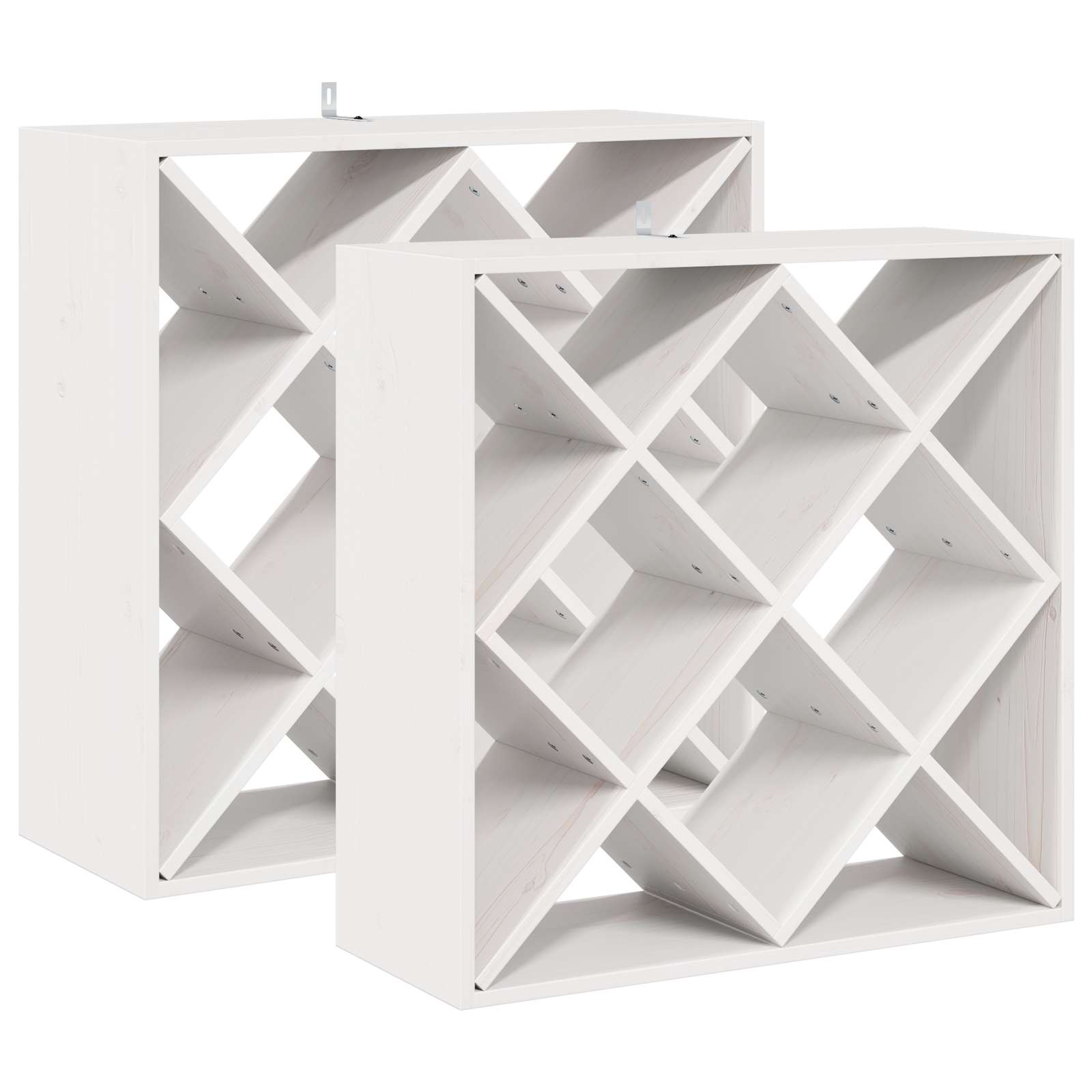 vidaXL Regał na wino 2 pcs Biały 62 x 25 x 62 cm Lite drewno sosnowe