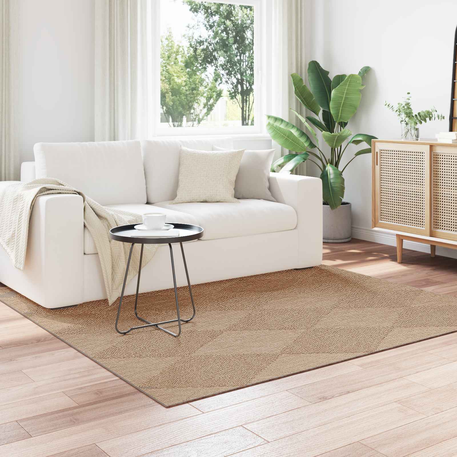 vidaXL Dywany pokojowe Kwadrat AGIRA Naturalny 200 x 200 cm Poliester
