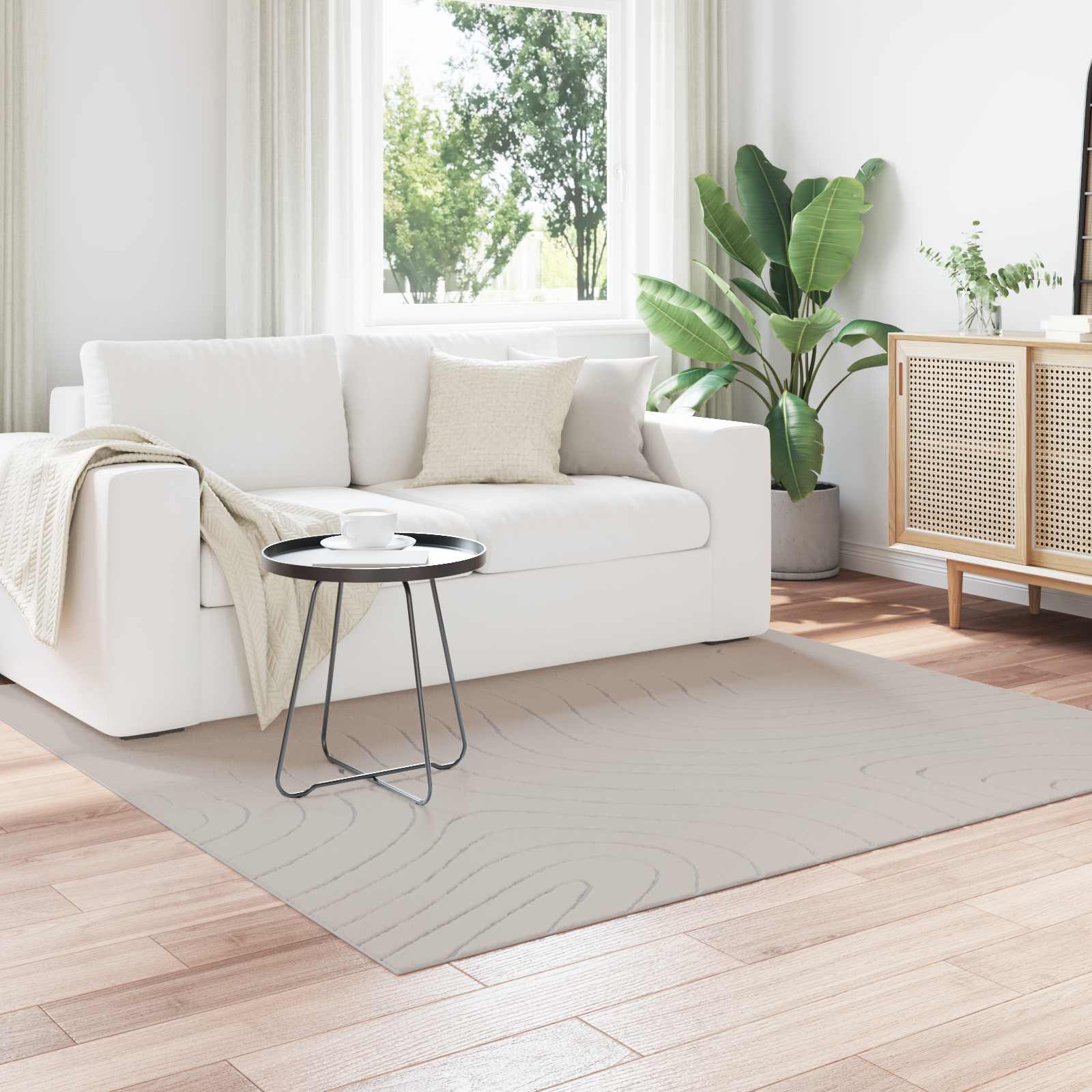 vidaXL Dywany pokojowe Kwadrat PALMERAS Kremowy 200 x 200 cm Poliester