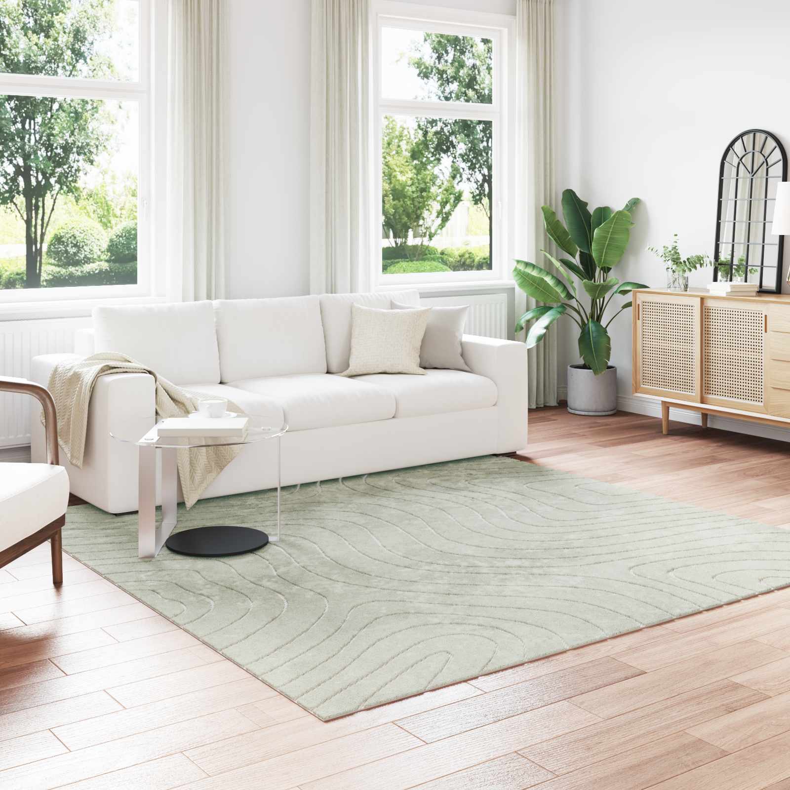 vidaXL Dywany pokojowe Kwadrat PALMERAS Zielony 240 x 240 cm Poliester