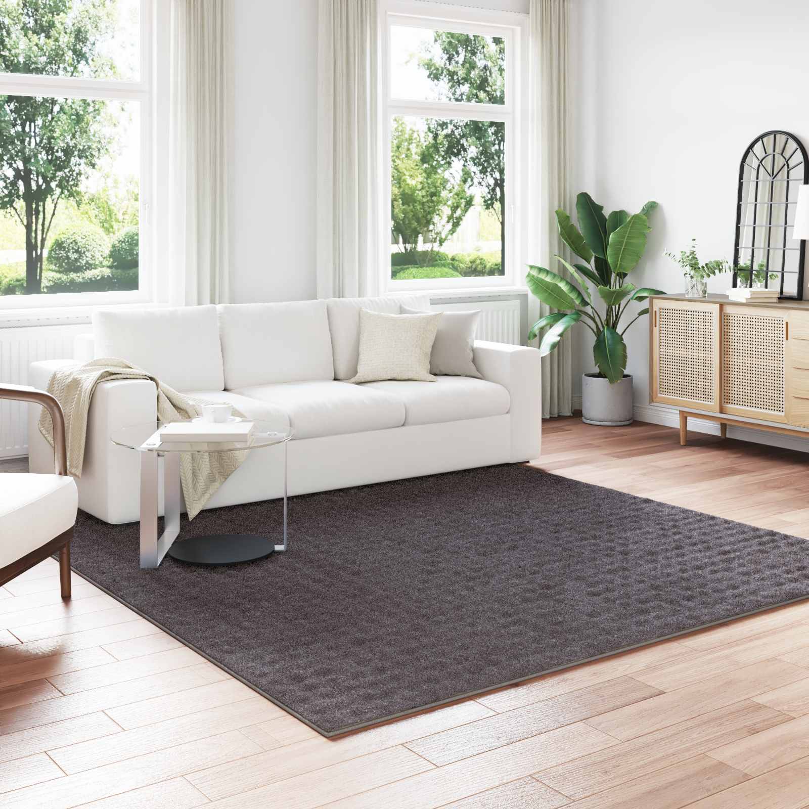 vidaXL Dywany pokojowe Kwadrat SIROLO Antracyt 240 x 240 cm Poliester