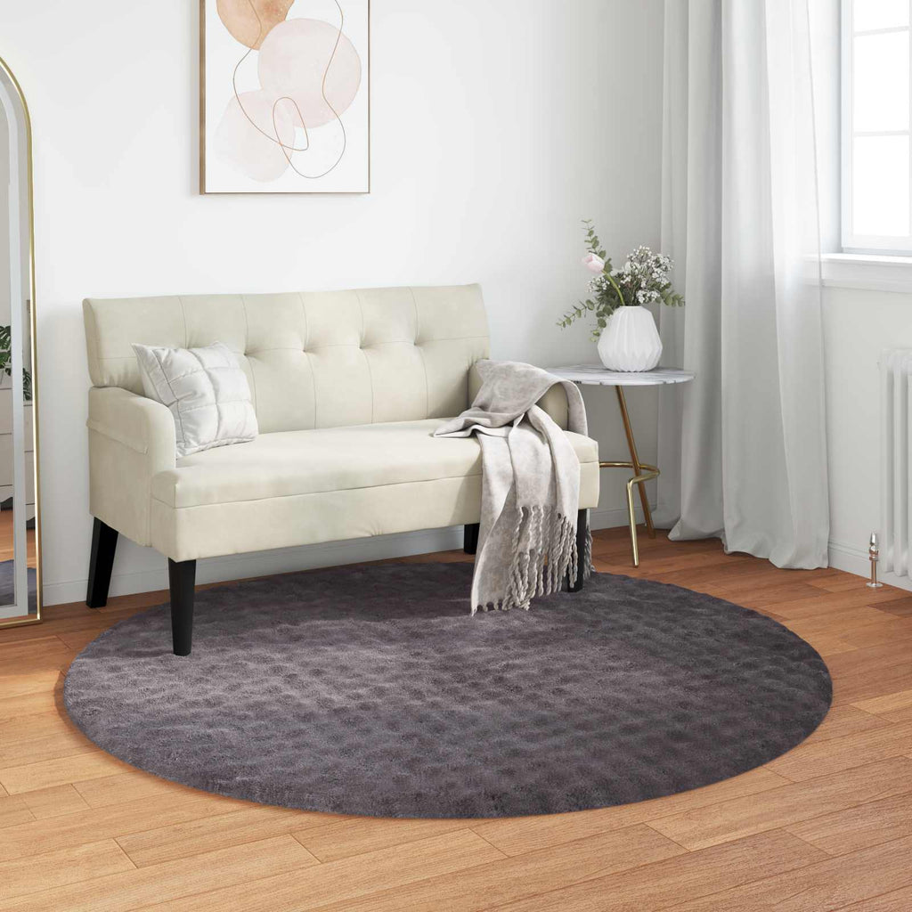 vidaXL Dywany pokojowe Okrągły SIROLO Antracyt Ø 200 CM Poliester