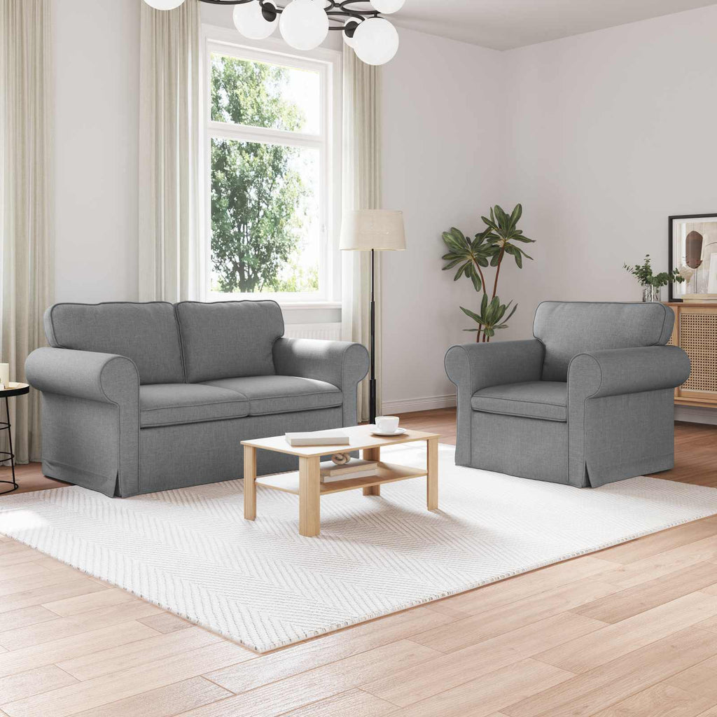 vidaXL Zestaw Sof 2 pcs Jasnoszary 155 x 82 x 80 cm tkanina