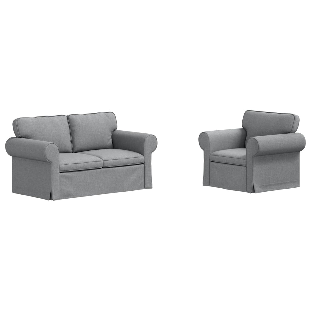 vidaXL Zestaw Sof 2 pcs Jasnoszary 155 x 82 x 80 cm tkanina