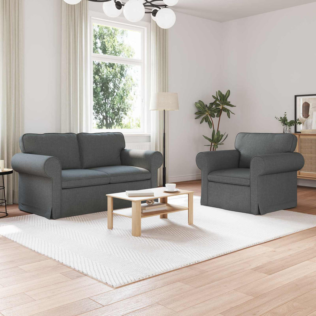 vidaXL Zestaw Sof 2 pcs Ciemnoszary 155 x 82 x 80 cm tkanina