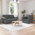 vidaXL Zestaw Sof 2 pcs Ciemnoszary 155 x 82 x 80 cm tkanina