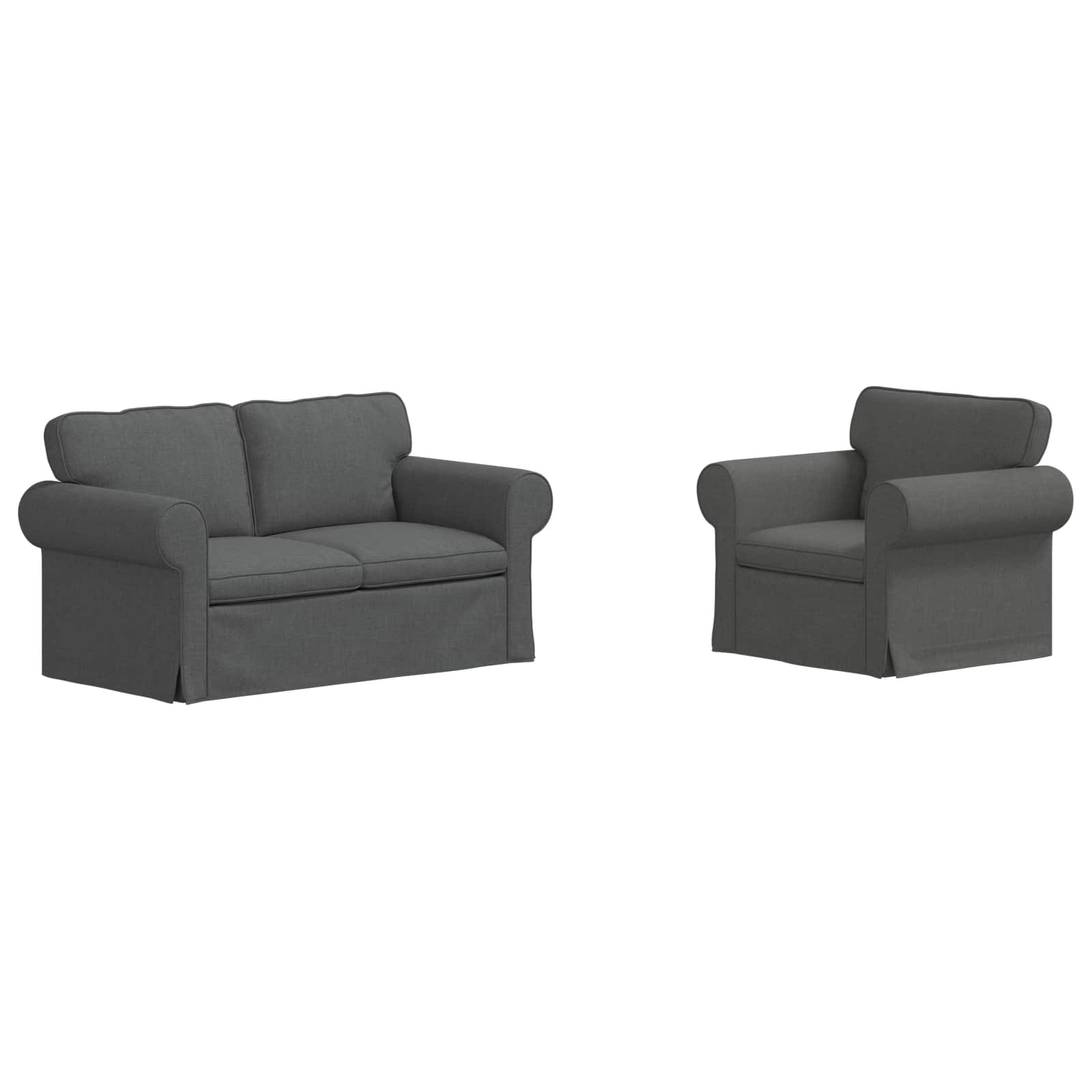 vidaXL Zestaw Sof 2 pcs Ciemnoszary 155 x 82 x 80 cm tkanina