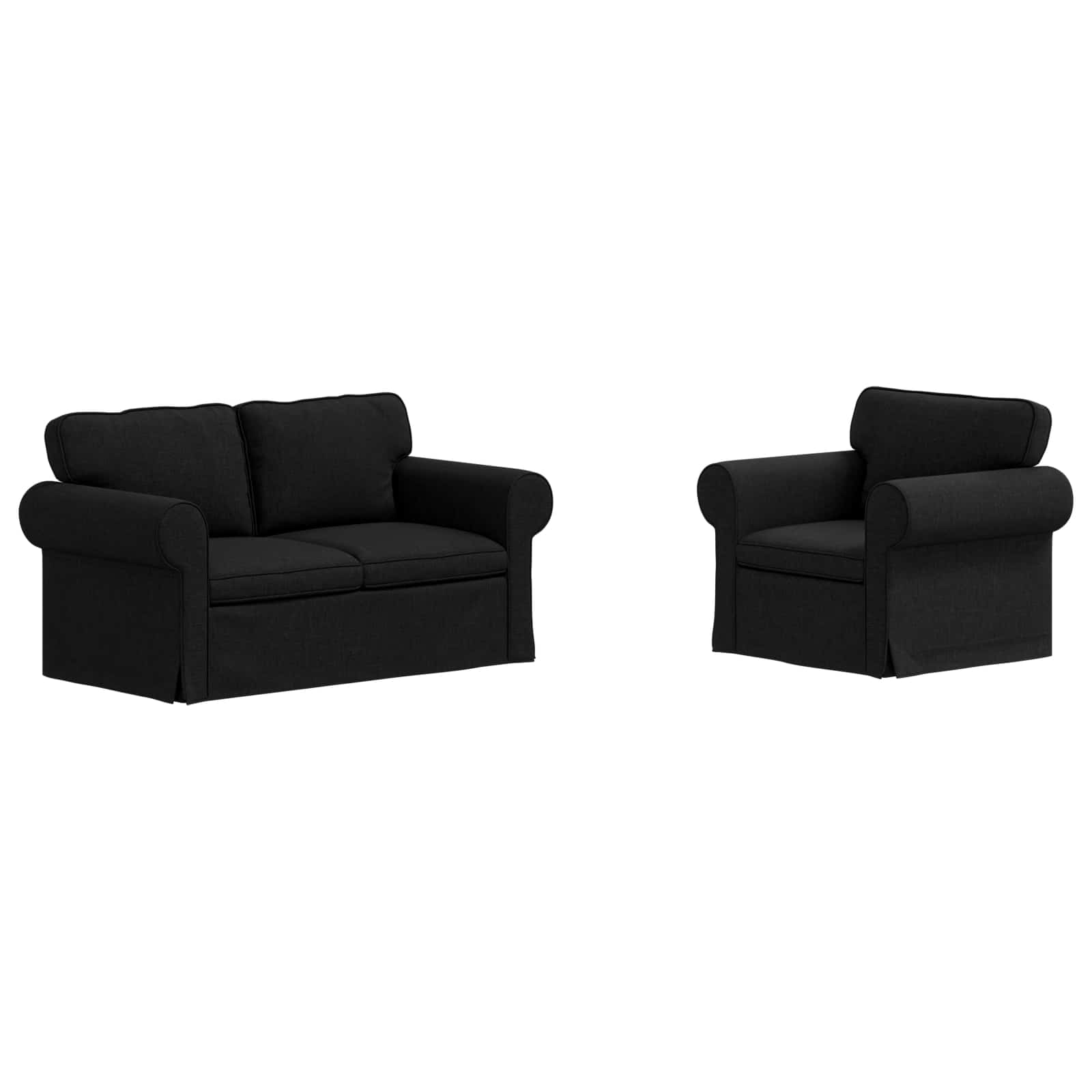 vidaXL Zestaw Sof 2 pcs Czarny 155 x 82 x 80 cm tkanina