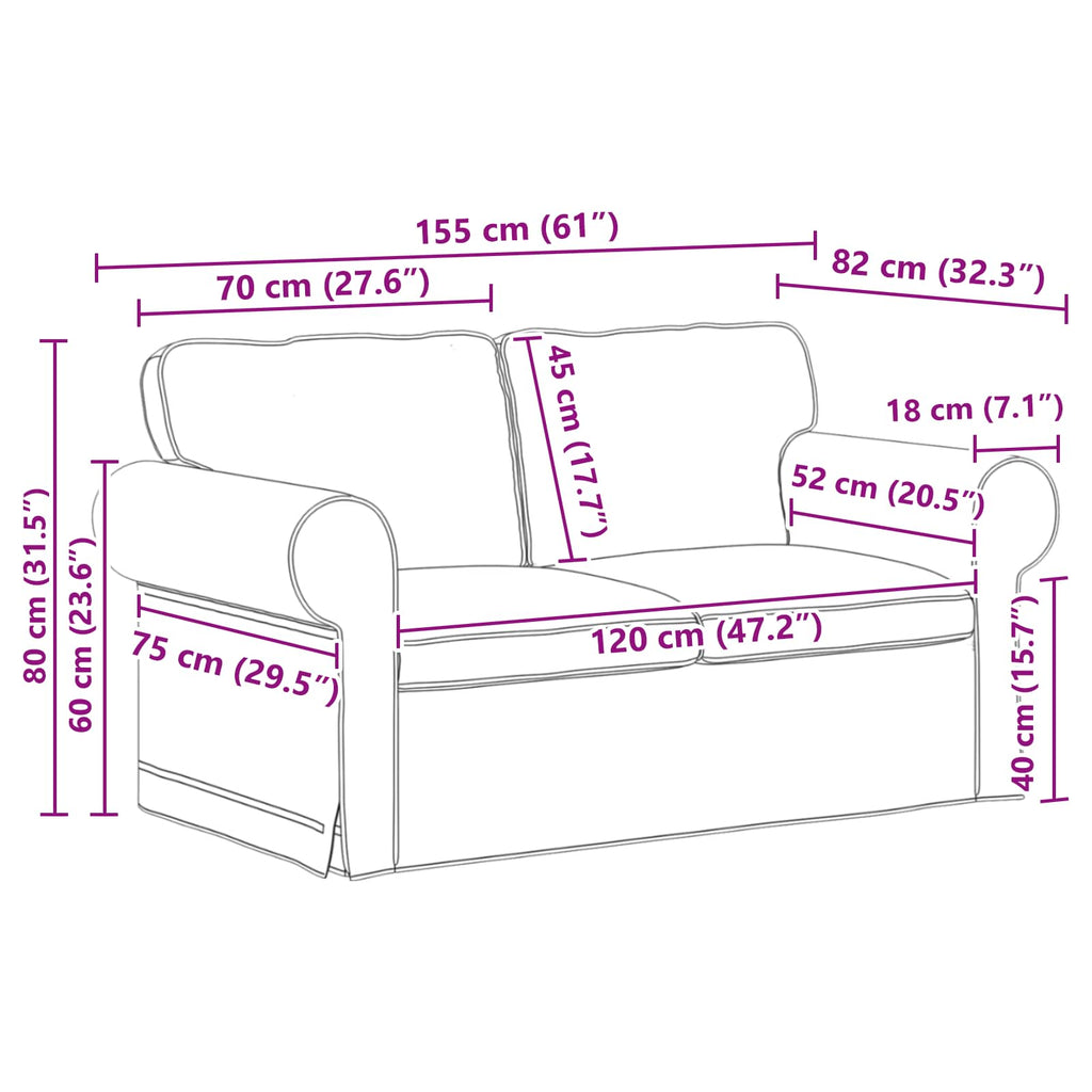 vidaXL Zestaw Sof 2 pcs Czarny 155 x 82 x 80 cm tkanina
