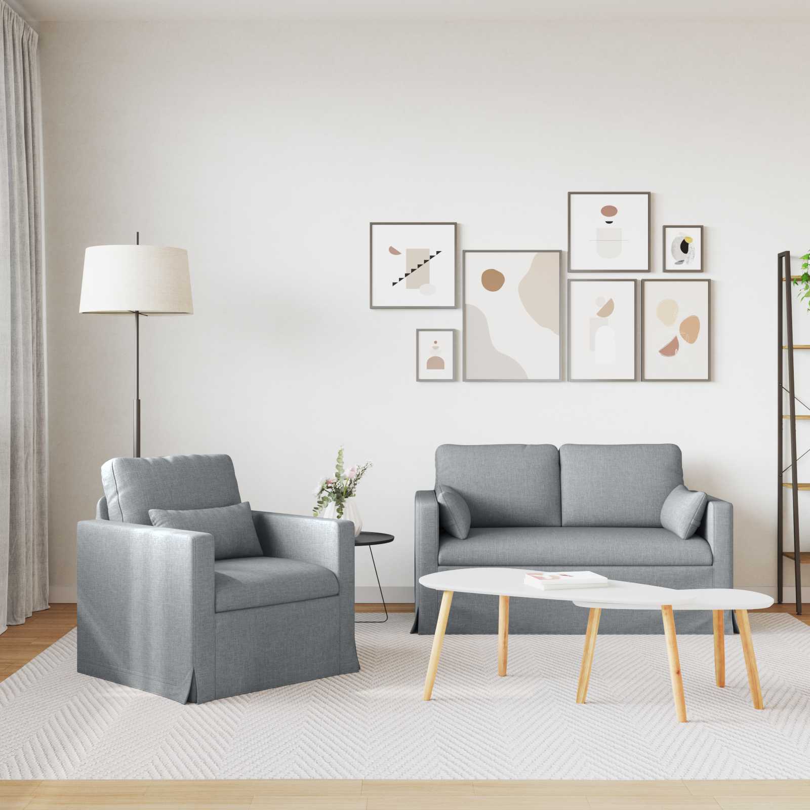 vidaXL Zestaw Sof 2 pcs Jasnoszary 139 x 78 x 80 cm tkanina