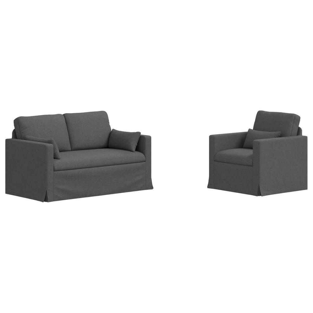 vidaXL Zestaw Sof 2 pcs Ciemnoszary 139 x 78 x 80 cm tkanina