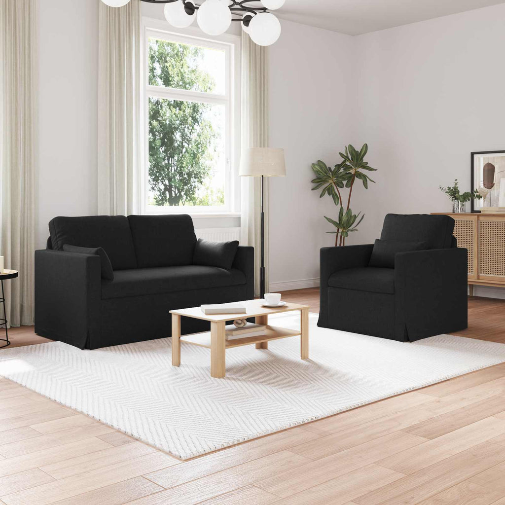 vidaXL Zestaw Sof 2 pcs Czarny 139 x 78 x 80 cm tkanina