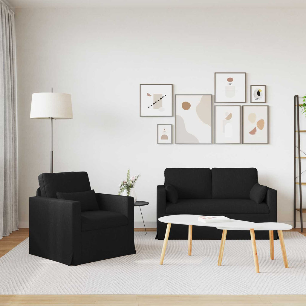 vidaXL Zestaw Sof 2 pcs Czarny 139 x 78 x 80 cm tkanina