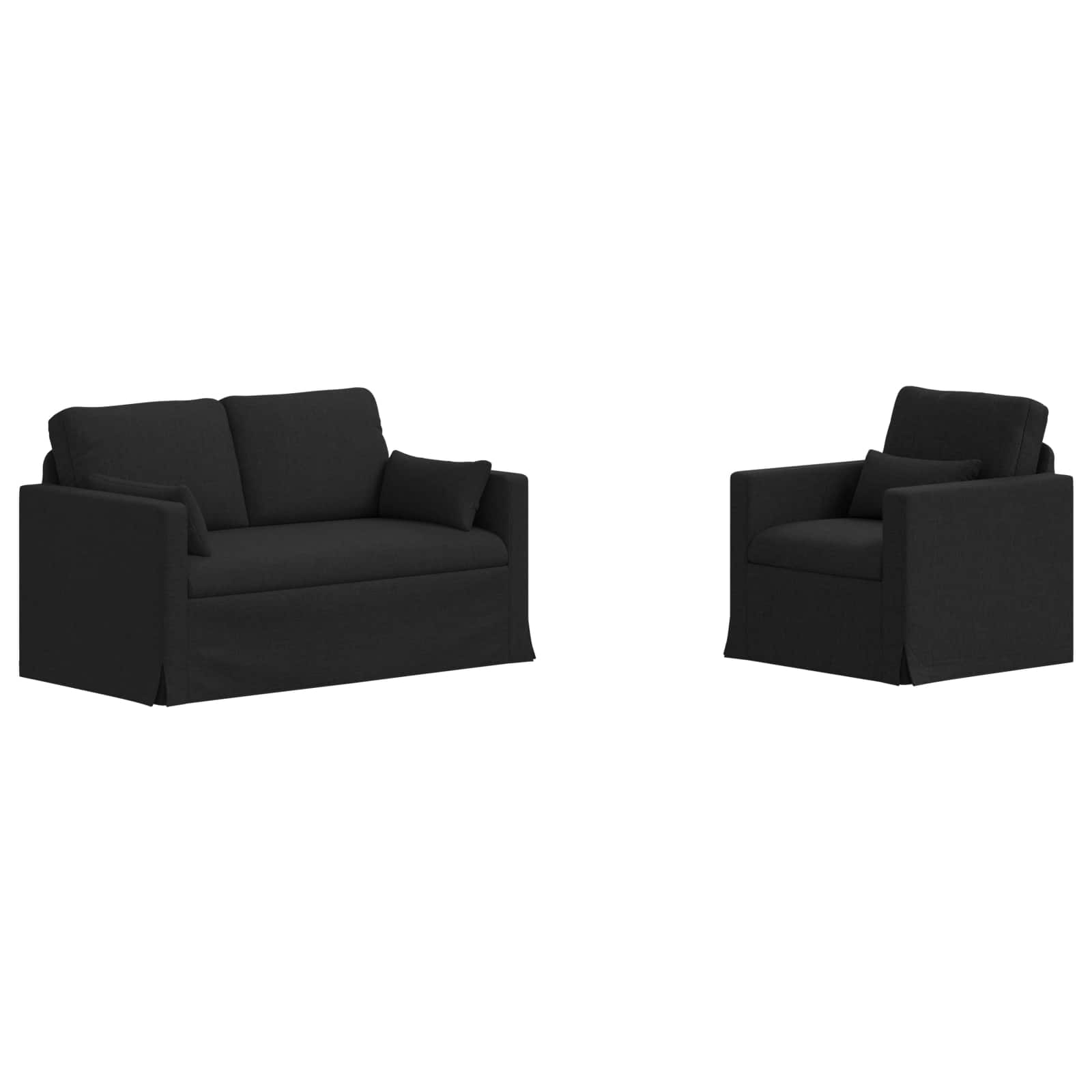 vidaXL Zestaw Sof 2 pcs Czarny 139 x 78 x 80 cm tkanina