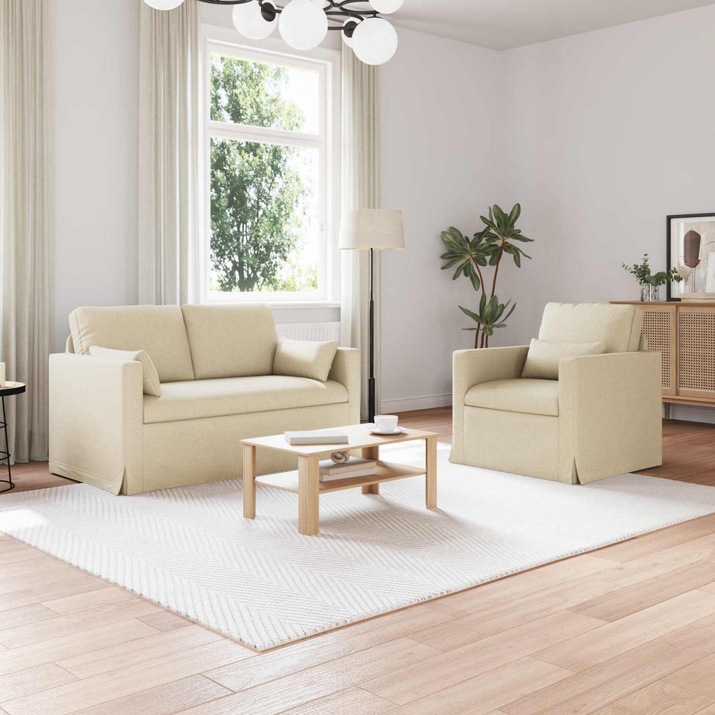 vidaXL Zestaw Sof 2 pcs Kremowy 139 x 78 x 80 cm tkanina