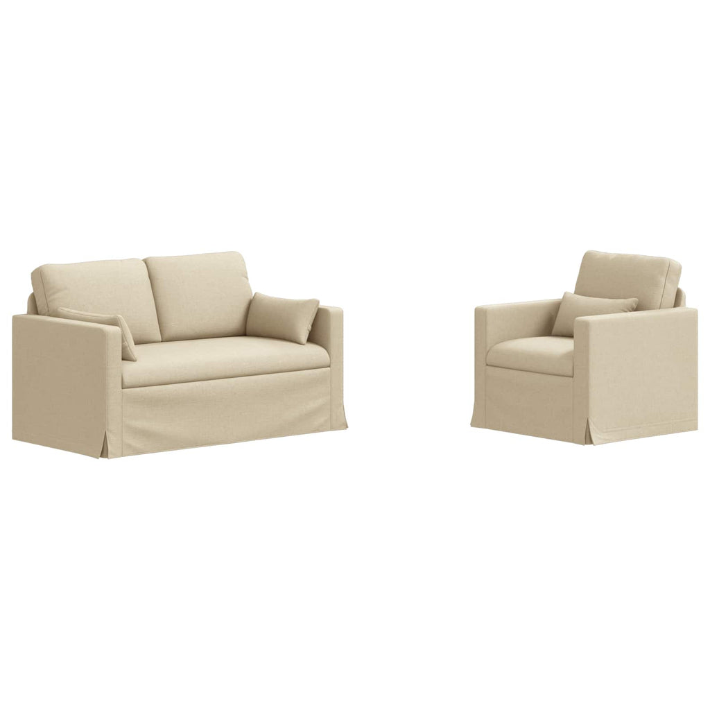 vidaXL Zestaw Sof 2 pcs Kremowy 139 x 78 x 80 cm tkanina
