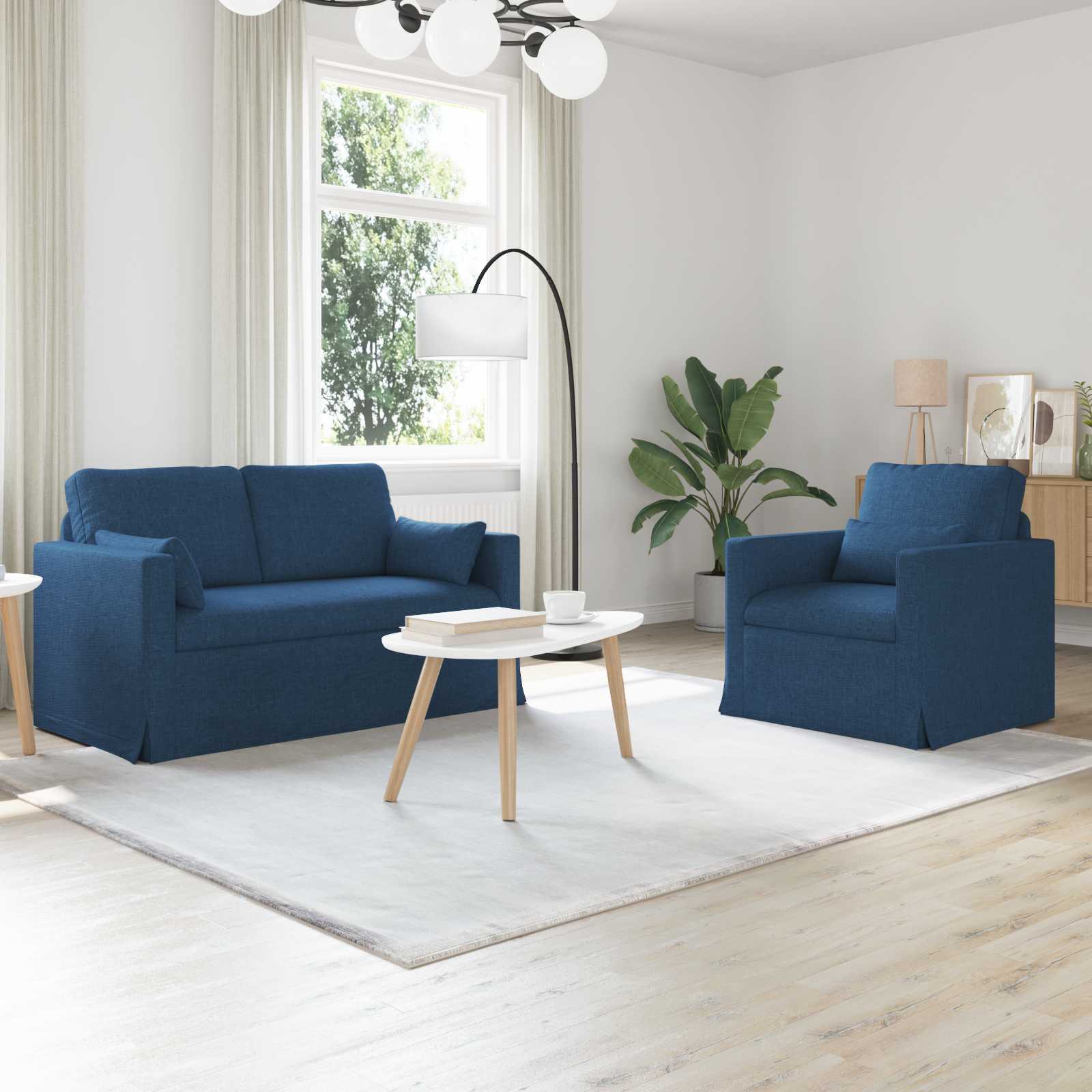 vidaXL Zestaw Sof 2 pcs Niebieski 139 x 78 x 80 cm tkanina