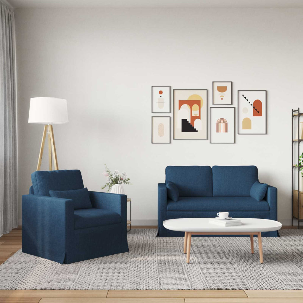 vidaXL Zestaw Sof 2 pcs Niebieski 139 x 78 x 80 cm tkanina