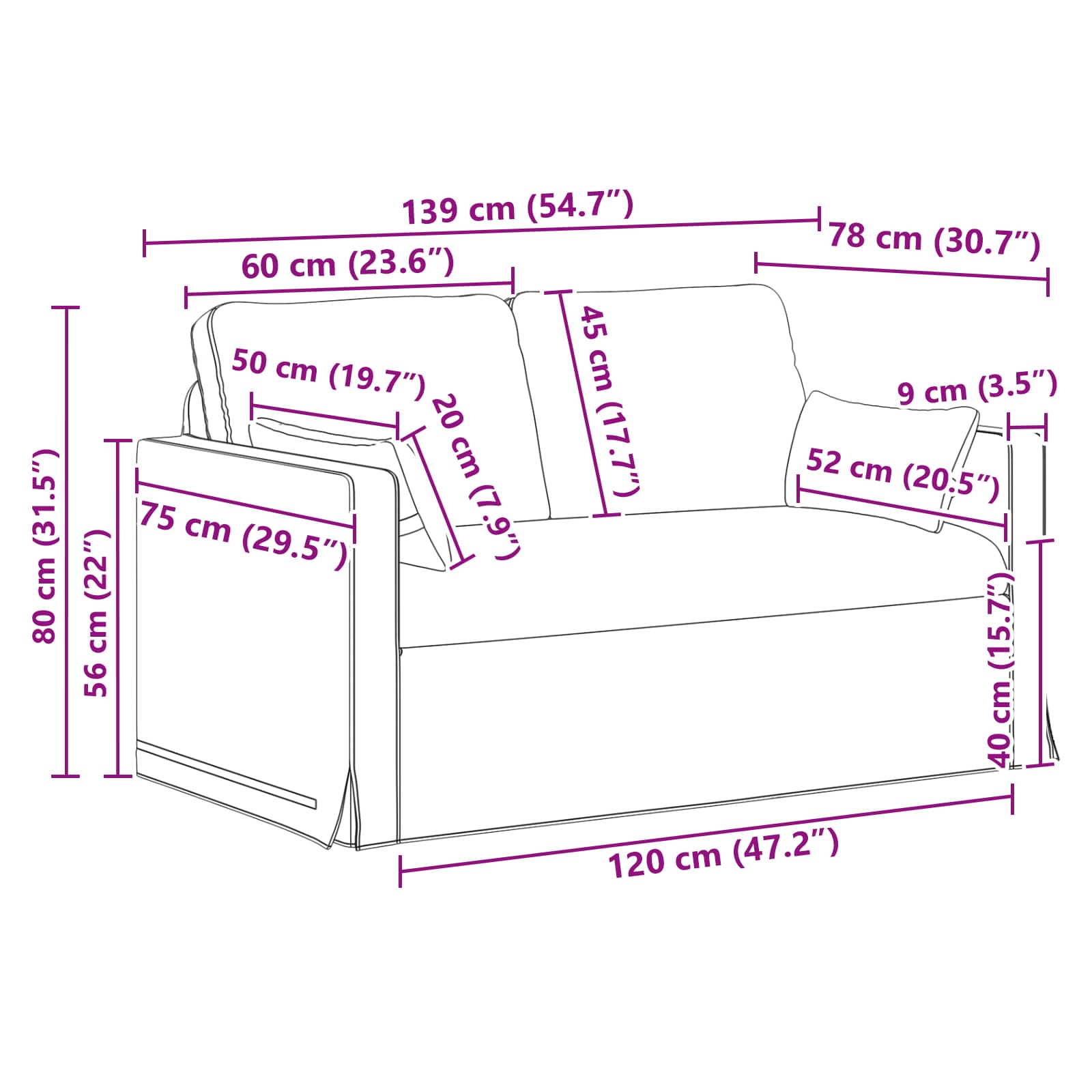 vidaXL Zestaw Sof 2 pcs Niebieski 139 x 78 x 80 cm tkanina