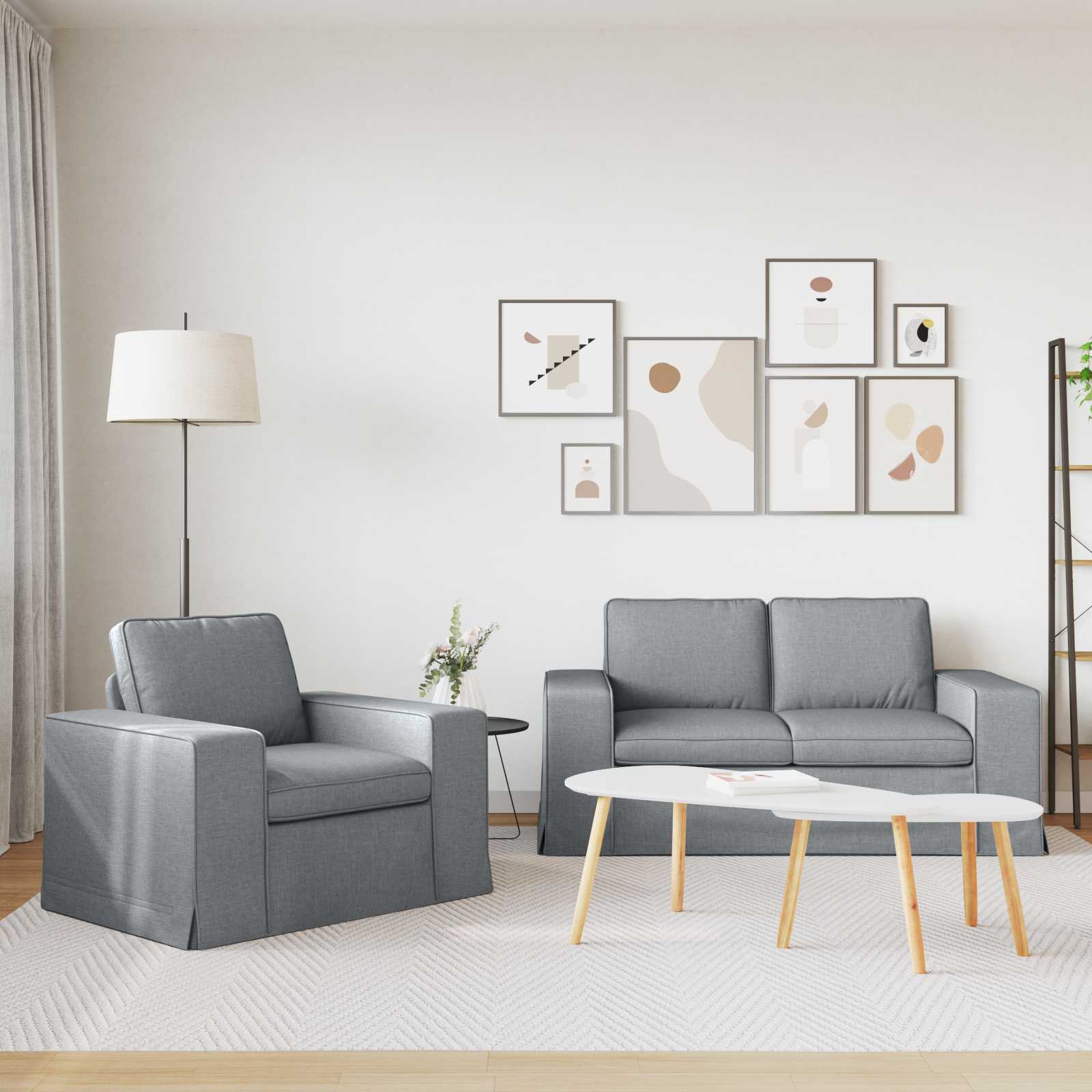 vidaXL Zestaw Sof 2 pcs Jasnoszary 162 x 80 x 82 cm tkanina