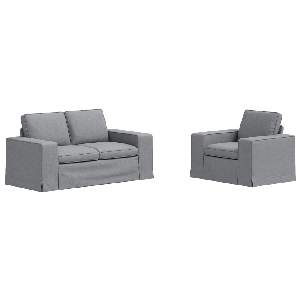 vidaXL Zestaw Sof 2 pcs Jasnoszary 162 x 80 x 82 cm tkanina
