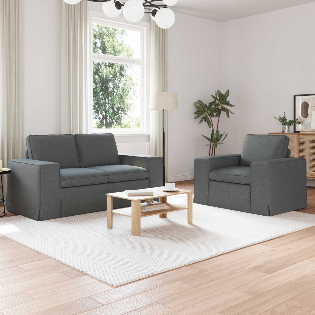 vidaXL Zestaw Sof 2 pcs Ciemnoszary 162 x 80 x 82 cm tkanina