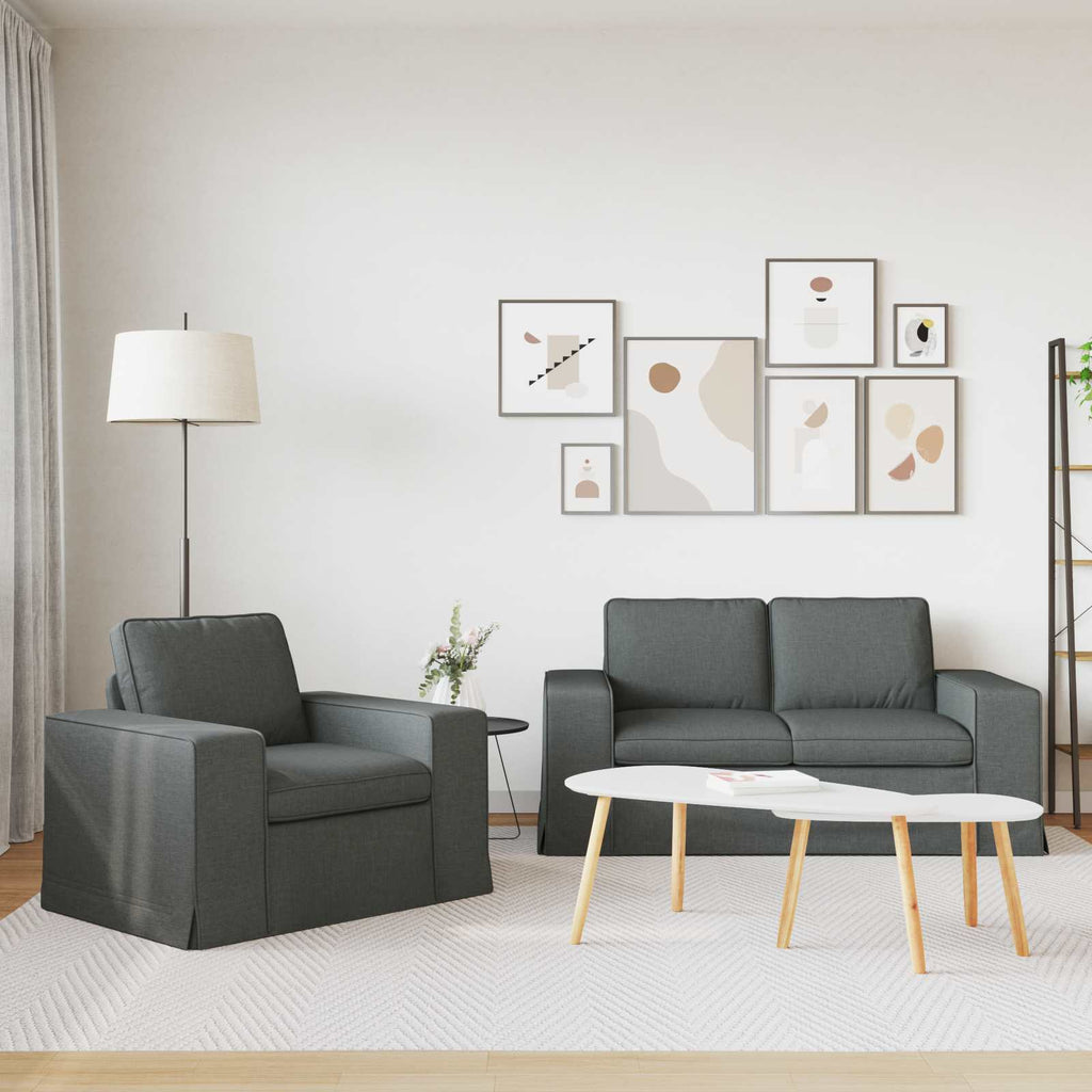 vidaXL Zestaw Sof 2 pcs Ciemnoszary 162 x 80 x 82 cm tkanina