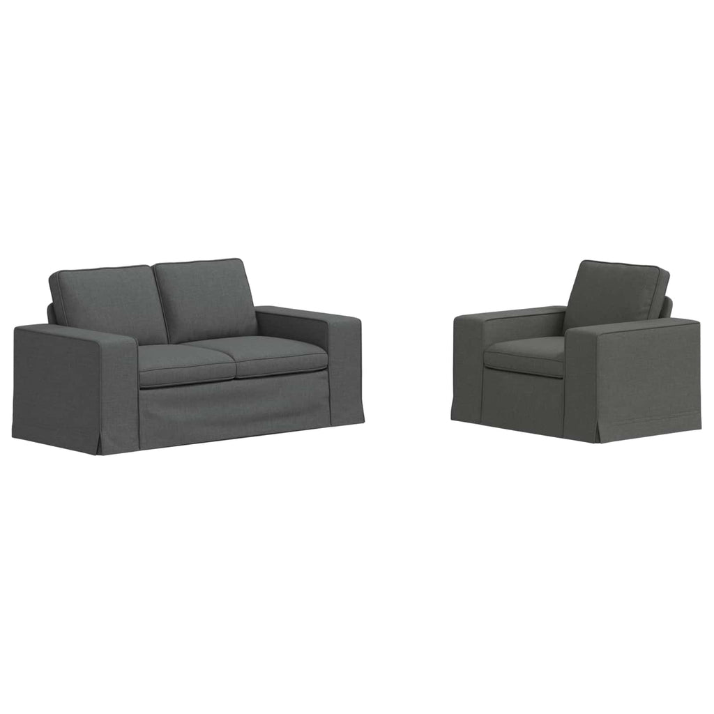 vidaXL Zestaw Sof 2 pcs Ciemnoszary 162 x 80 x 82 cm tkanina
