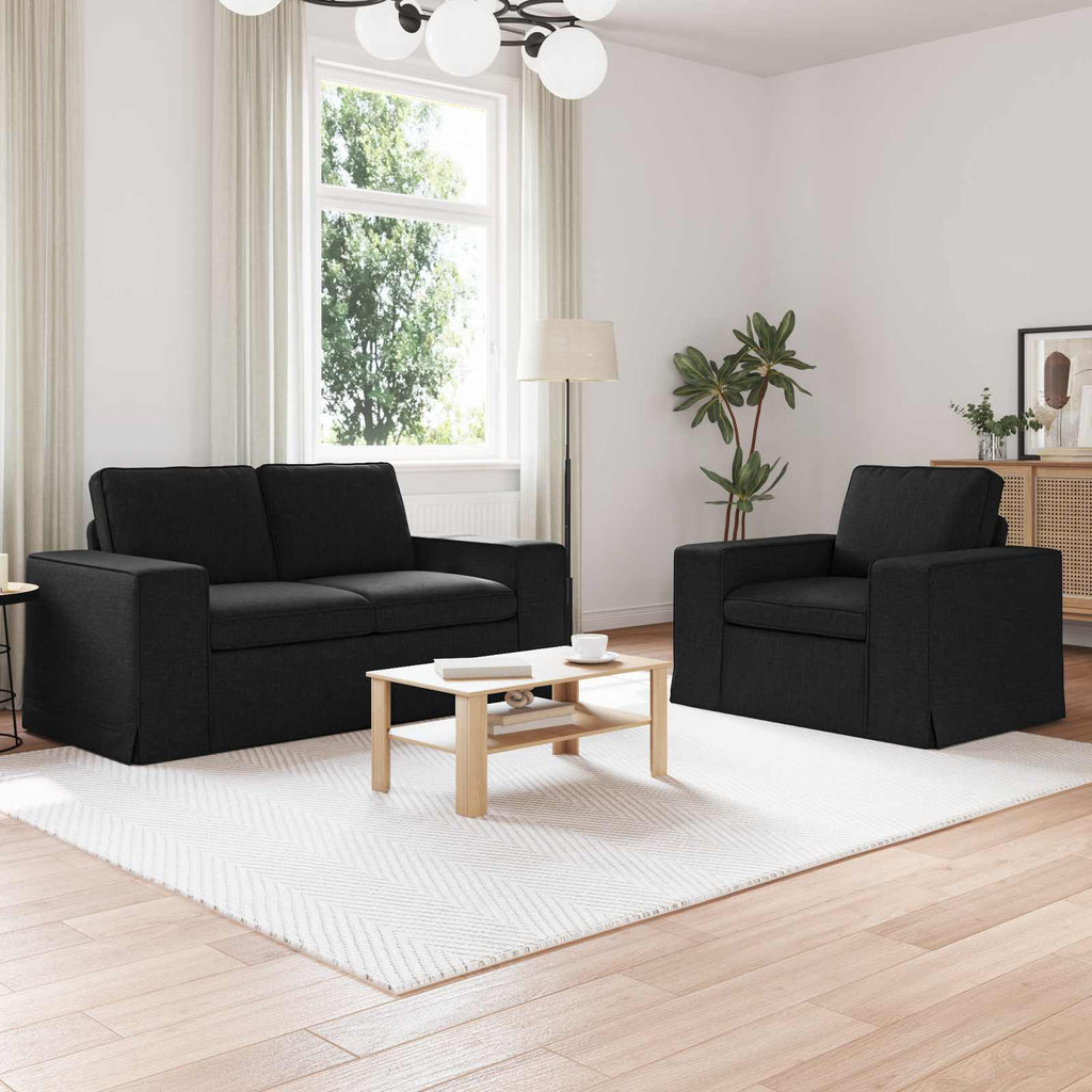 vidaXL Zestaw Sof 2 pcs Czarny 162 x 80 x 82 cm tkanina