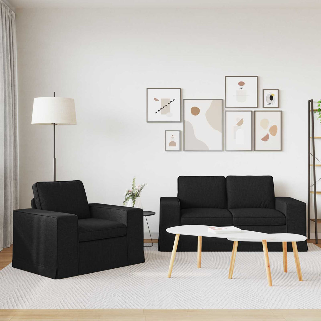 vidaXL Zestaw Sof 2 pcs Czarny 162 x 80 x 82 cm tkanina