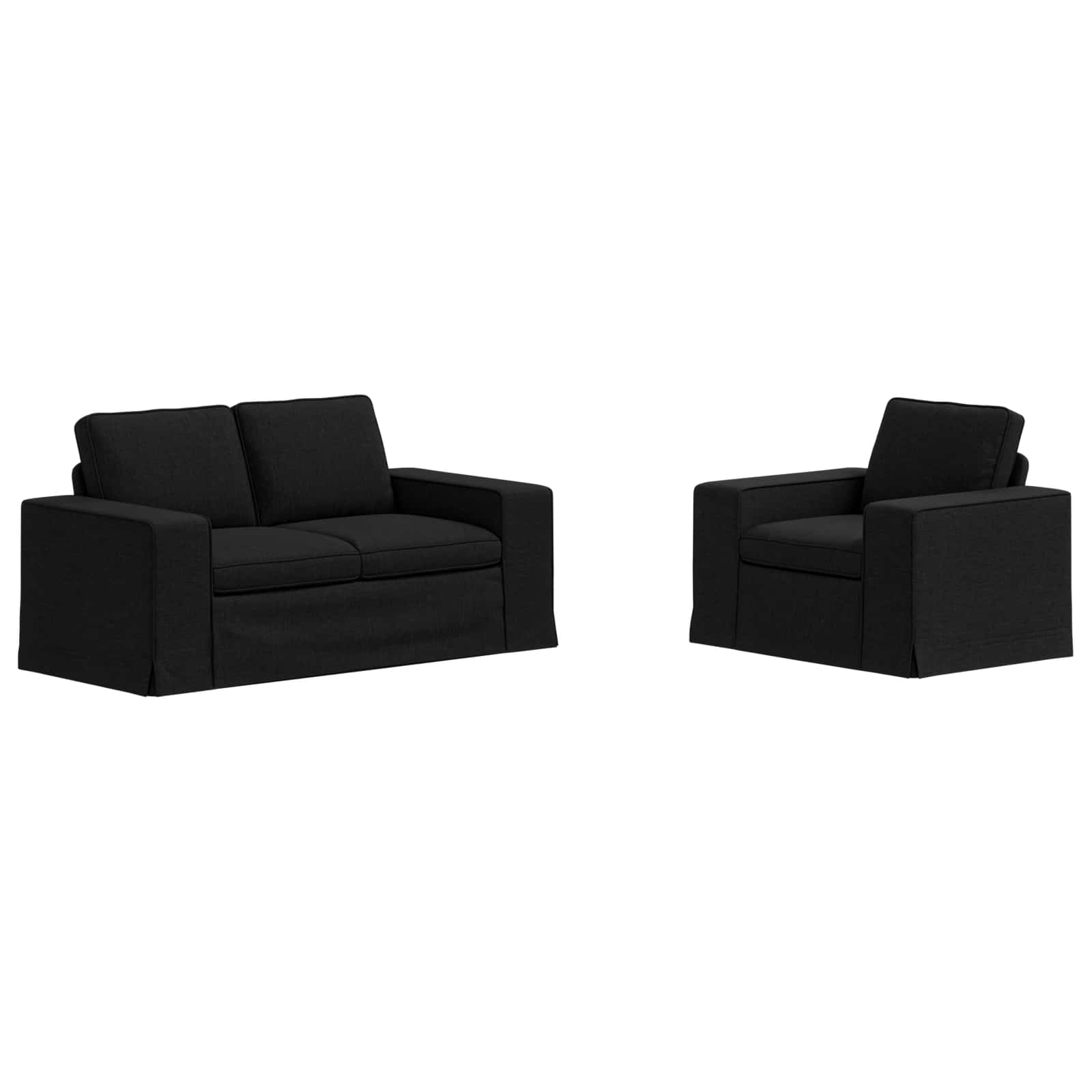vidaXL Zestaw Sof 2 pcs Czarny 162 x 80 x 82 cm tkanina