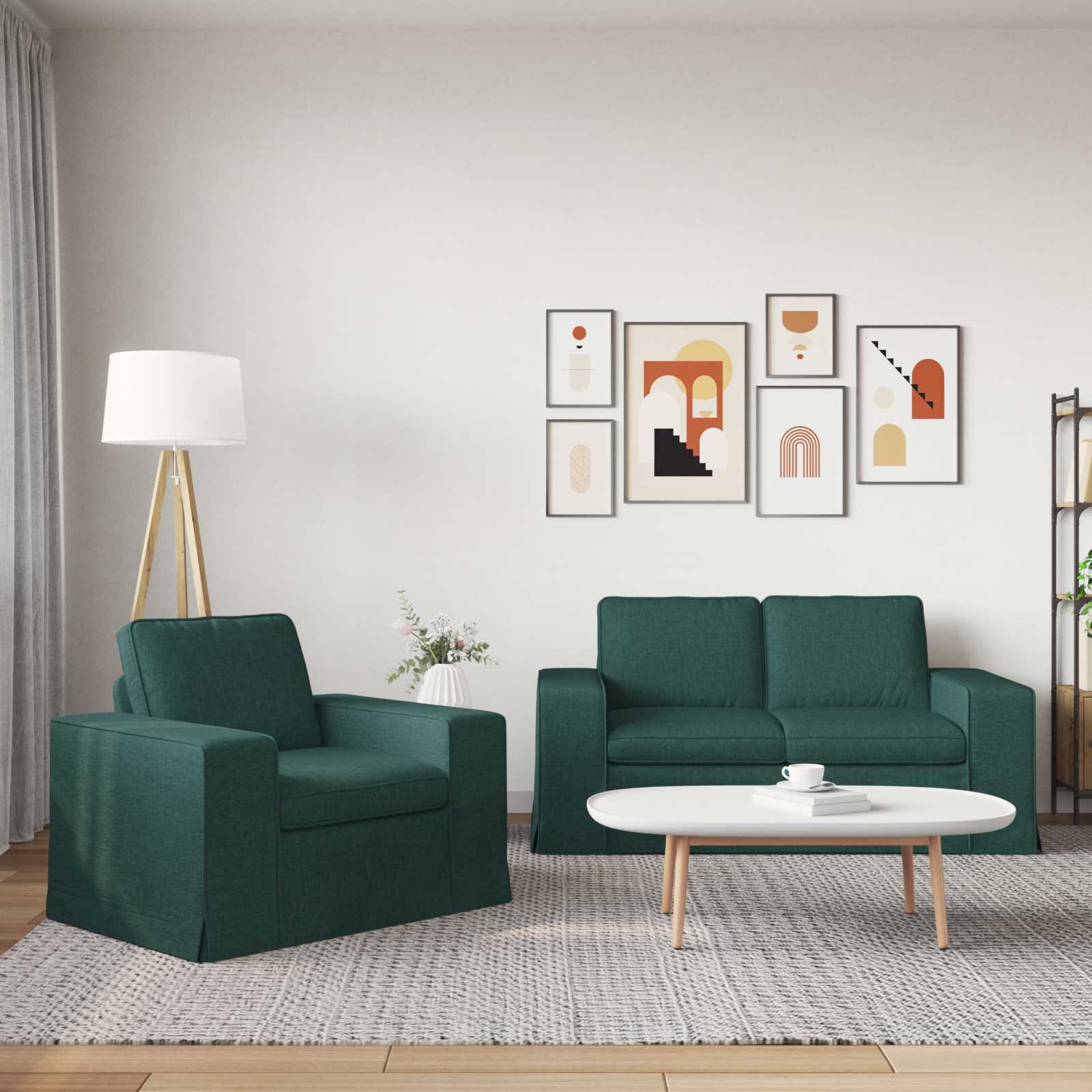 vidaXL Zestaw Sof 2 pcs Ciemna zieleń 162 x 80 x 82 cm tkanina