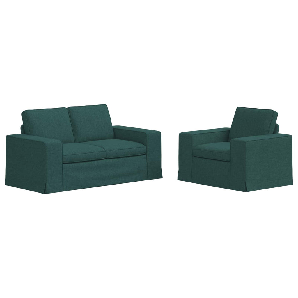 vidaXL Zestaw Sof 2 pcs Ciemna zieleń 162 x 80 x 82 cm tkanina